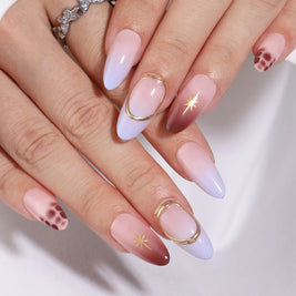 Prisme Royal — Amande Violet & Brun, Lignes Dorées | ONAILZ