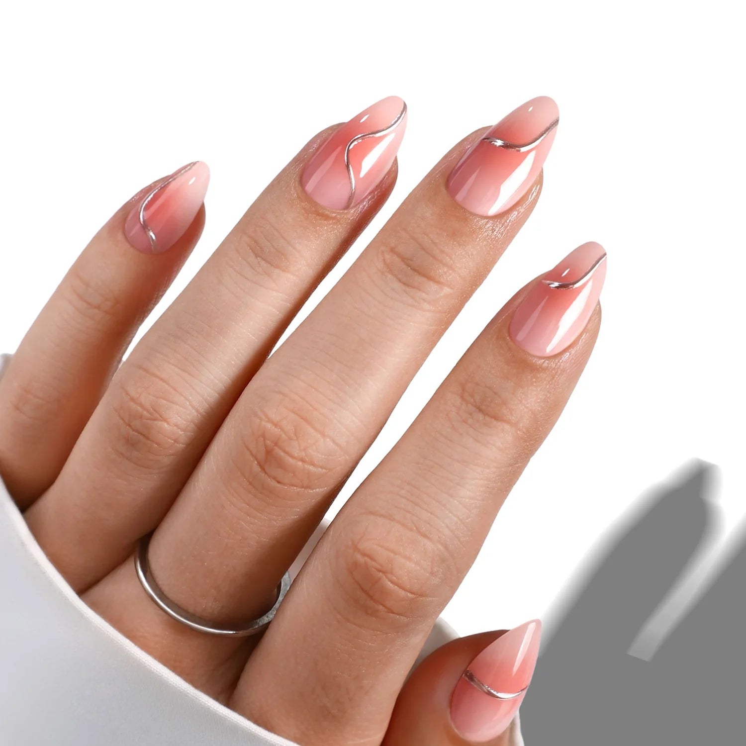 Argent Précieux — Amande Design 3D Argenté | ONAILZ