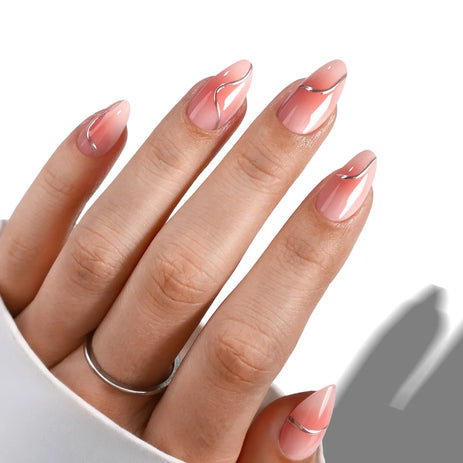 Argent Précieux — Amande Design 3D Argenté | ONAILZ