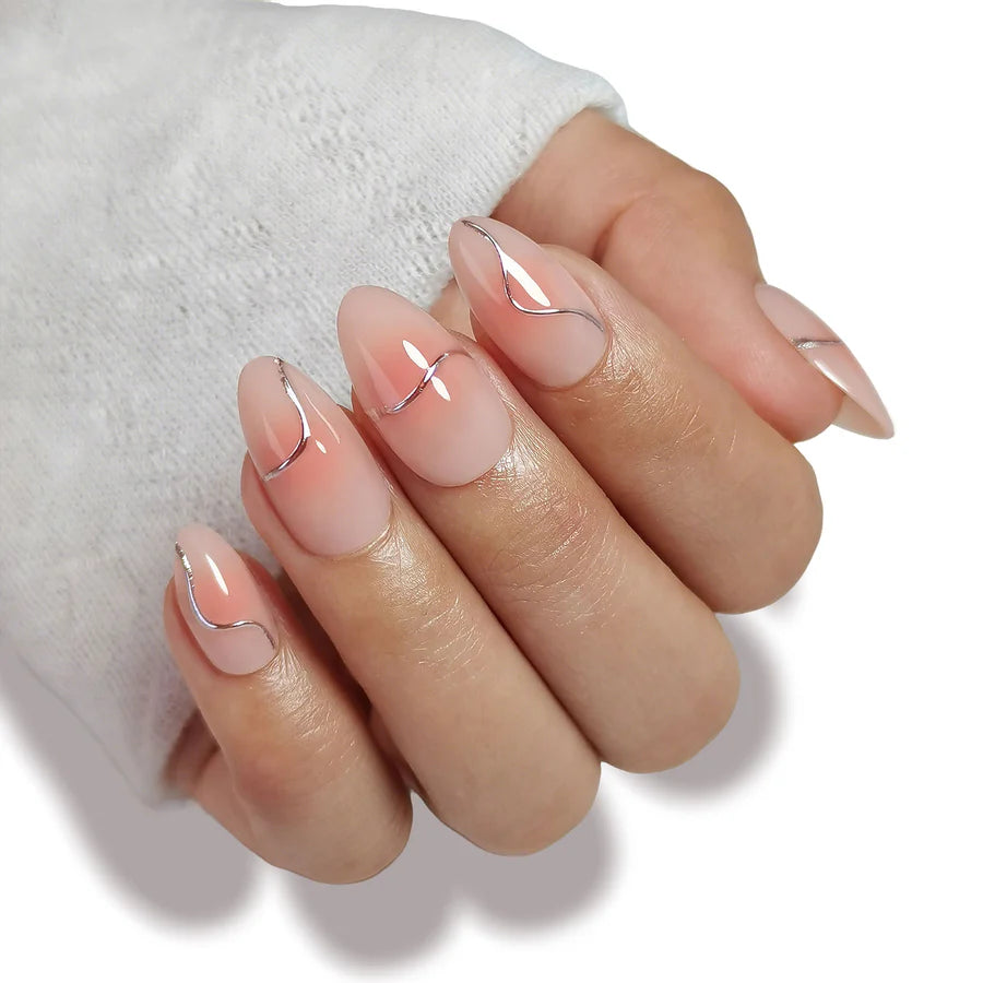 Argent Précieux — Amande Design 3D Argenté | ONAILZ