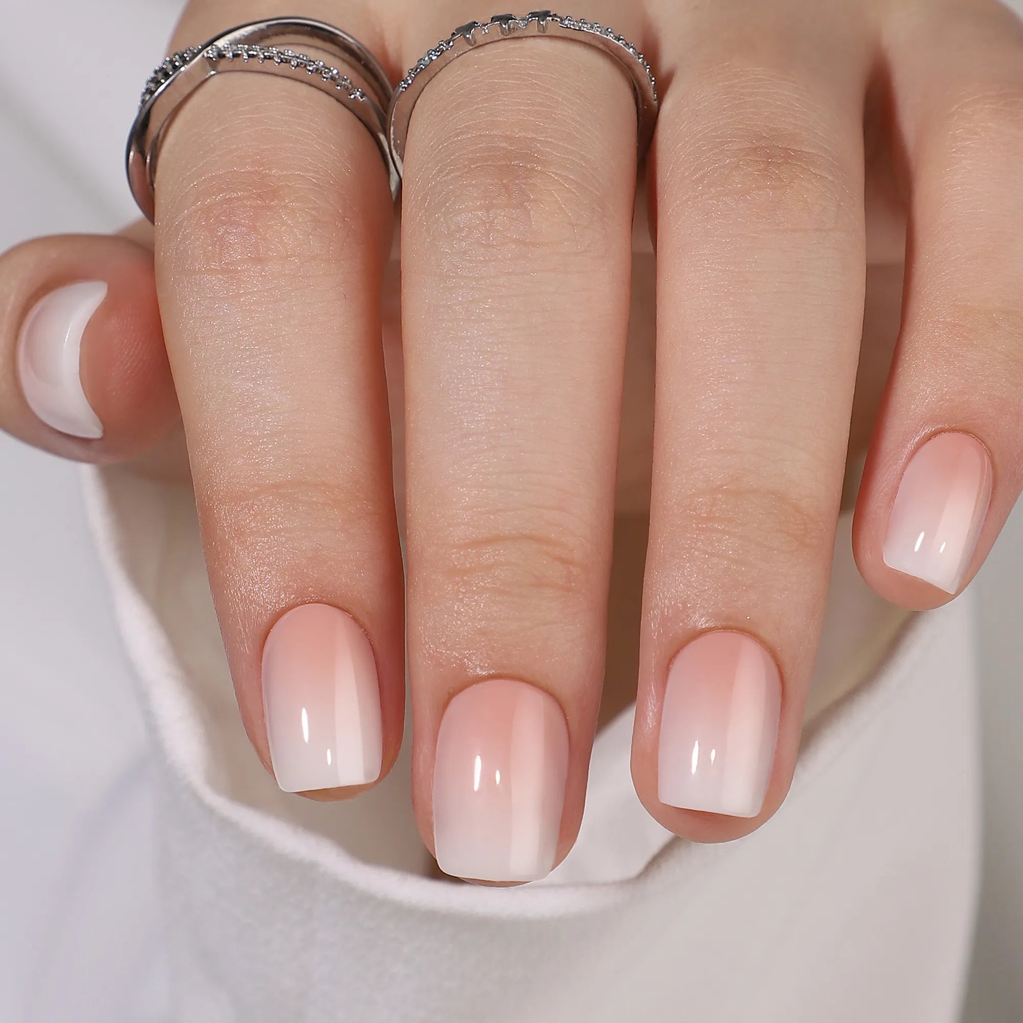 Opaline — Carré Court French Dégradée | ONAILZ