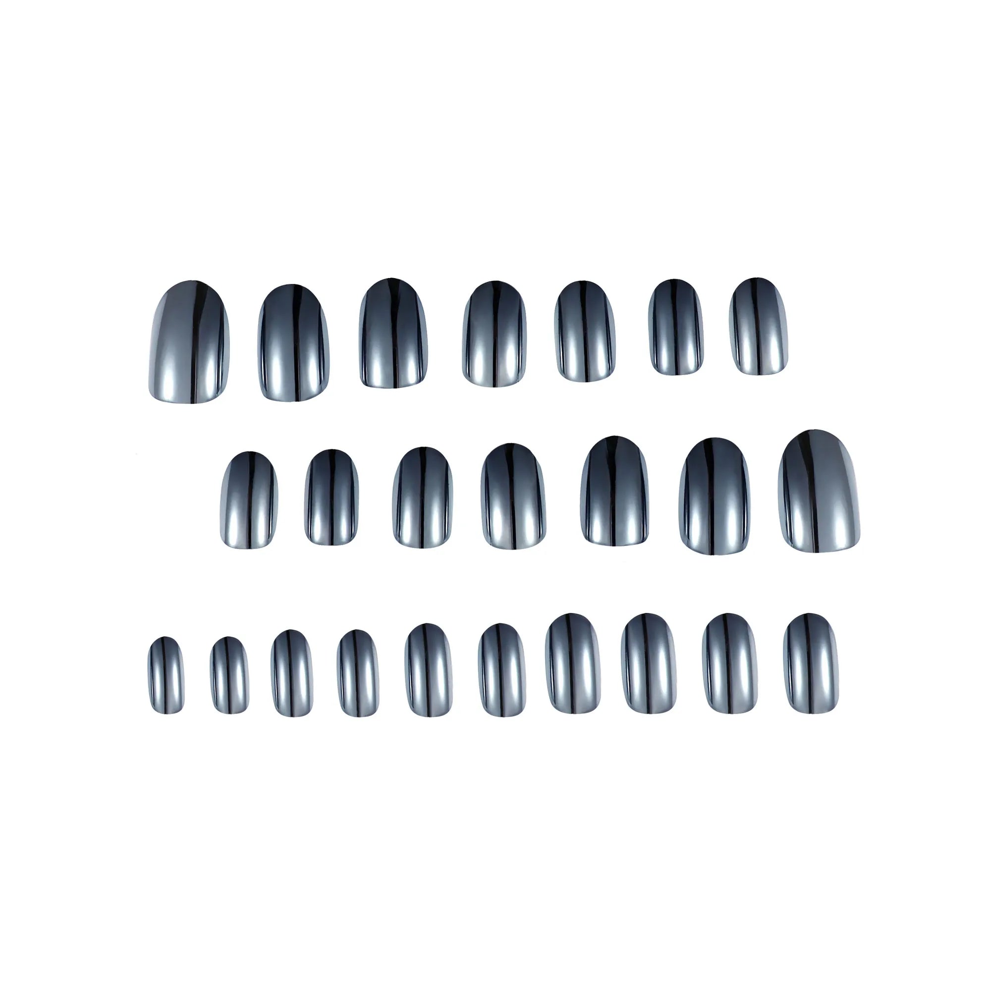 Argentum – Ongles oval argent chrome glossy
