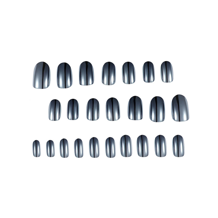 Argentum – Ongles oval argent chrome glossy