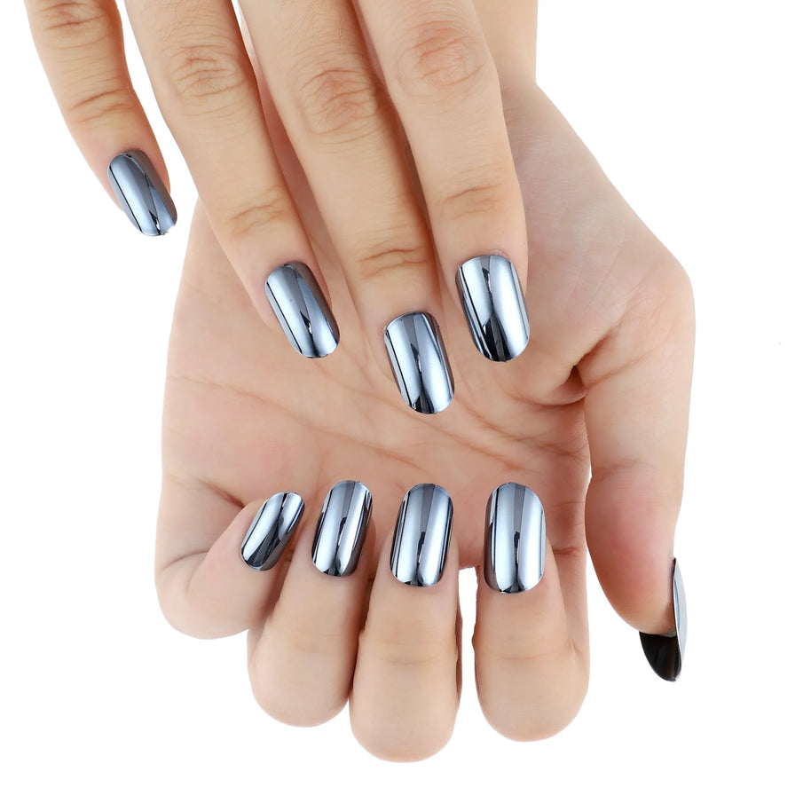 Argentum – Ongles oval argent chrome glossy