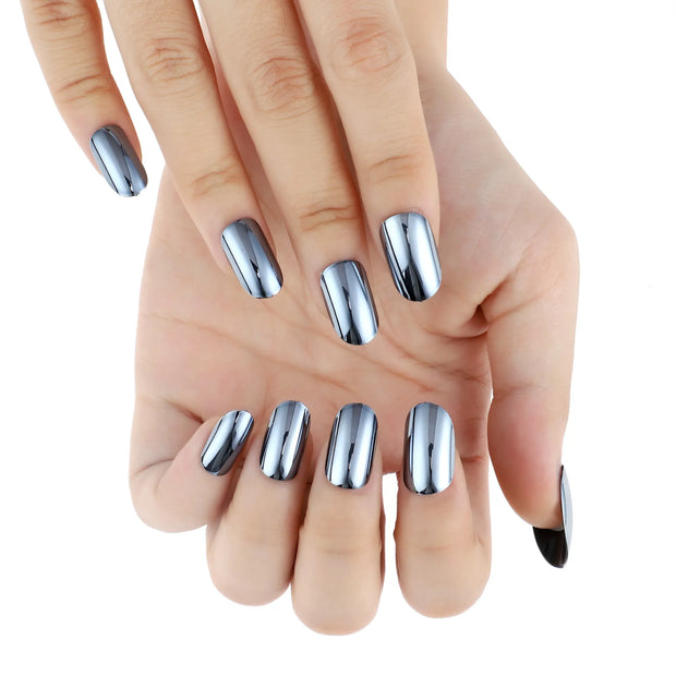 Argentum – Ongles oval argent chrome glossy