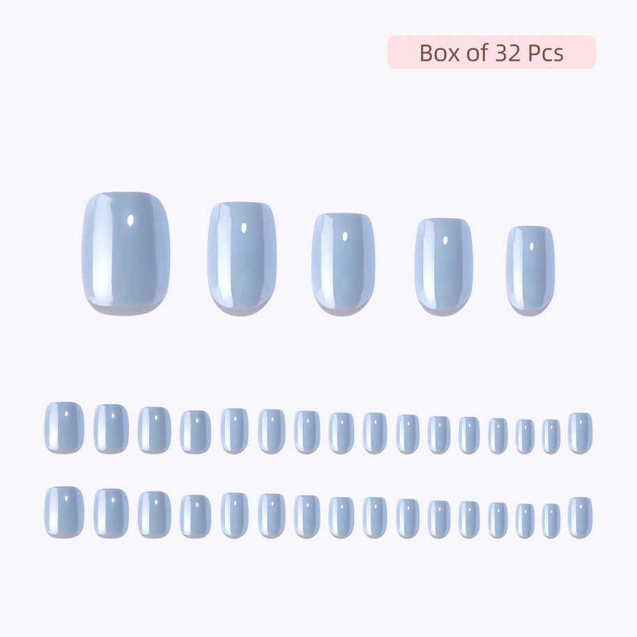 Bleu Azur — Carré Bleu Clair Émaillé | ONAILZ