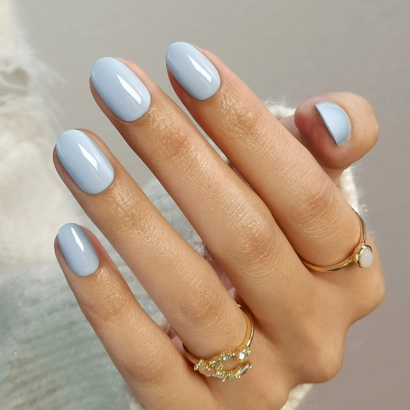 Baby Blue — Ovale Court Bleu Pastel | ONAILZ