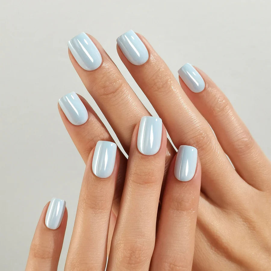 Bleu Azur — Carré Bleu Clair Émaillé | ONAILZ