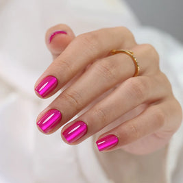 Fuchsia Félin — Carré court Cat Eye Rose Vif | ONAILZ