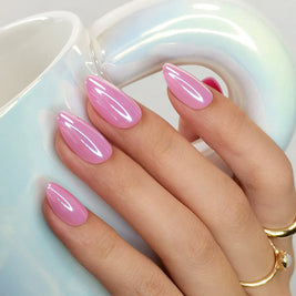 Pink nacré Chromé  — Ovale Court Rose Émaillé | ONAILZ