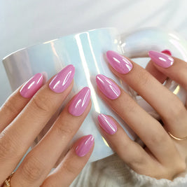 Pink nacré Chromé  — Ovale Court Rose Émaillé | ONAILZ